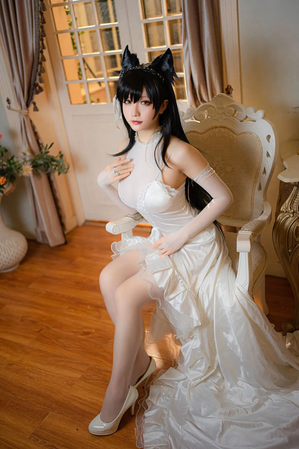 3.png 网络美女星之迟迟丝袜美腿白色蕾丝COS碧蓝航线爱宕婚纱  美图写真 第3张